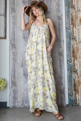 Bucketlist Tie Dye Print Flowing Maxi Slip Dress