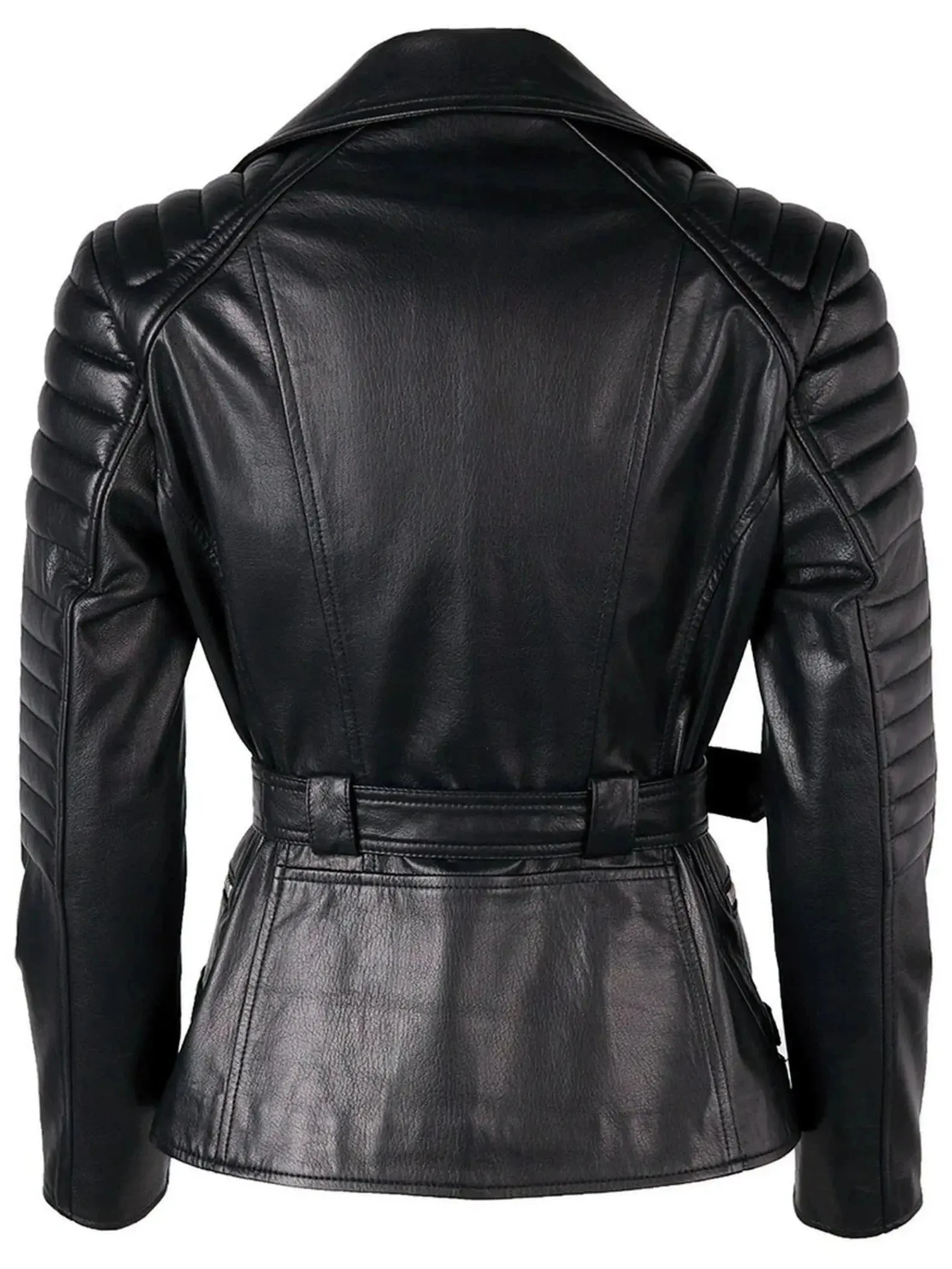 Buckled Leather Biker Jacket