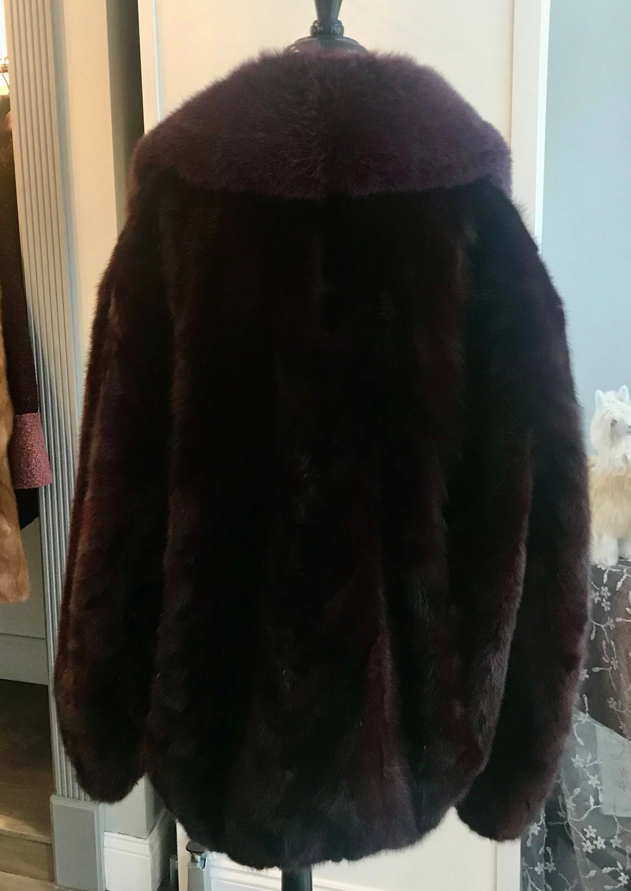 BURGUNDY MINK WITH FOX COLLAR TO MATCH