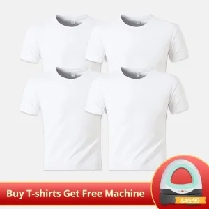 [Buy T-shirts get Free Mini Heat Press] 4-Packs Polyester T-Shirt Bundle - White Blank