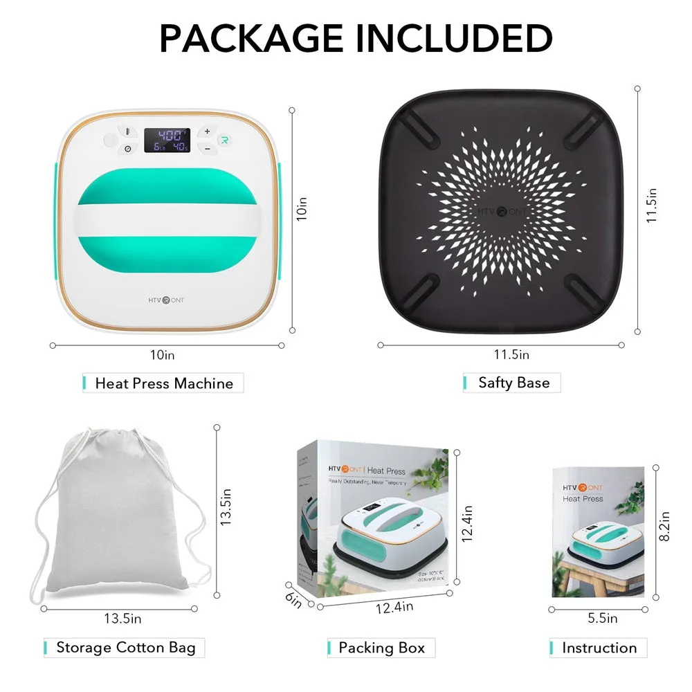 [Canvas Bag Bundle]HTVRONT T shirt Heat Press Machine-10"X10"  Great Valued  Bundle(Canvas Tote Bag*6 HTV vinyl*10 Sublimation paper*25 Heat Transfer Paper*10  Heat Press Mat  Tools ≥57＄)