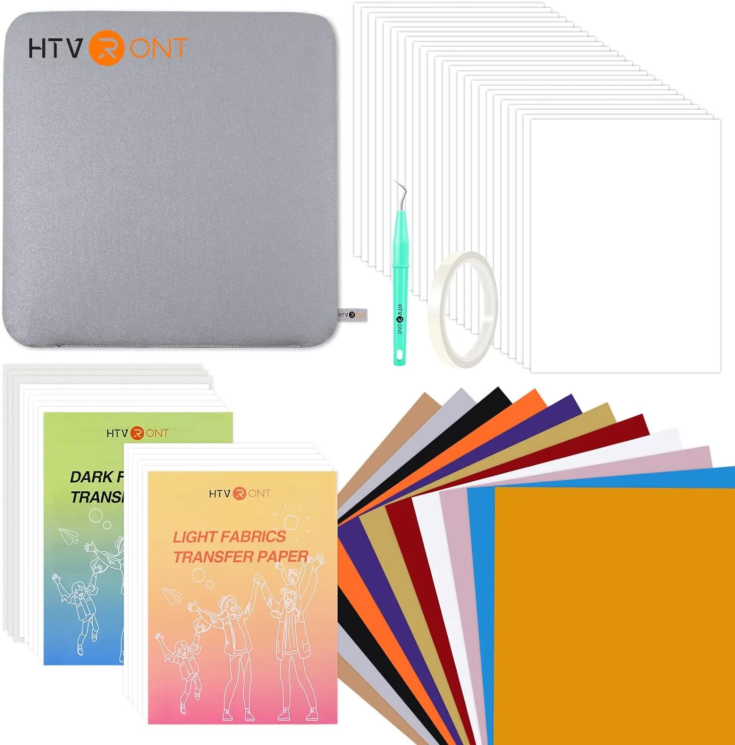 [Canvas Bag Bundle]HTVRONT T shirt Heat Press Machine-10"X10"  Great Valued  Bundle(Canvas Tote Bag*6 HTV vinyl*10 Sublimation paper*25 Heat Transfer Paper*10  Heat Press Mat  Tools ≥57＄)