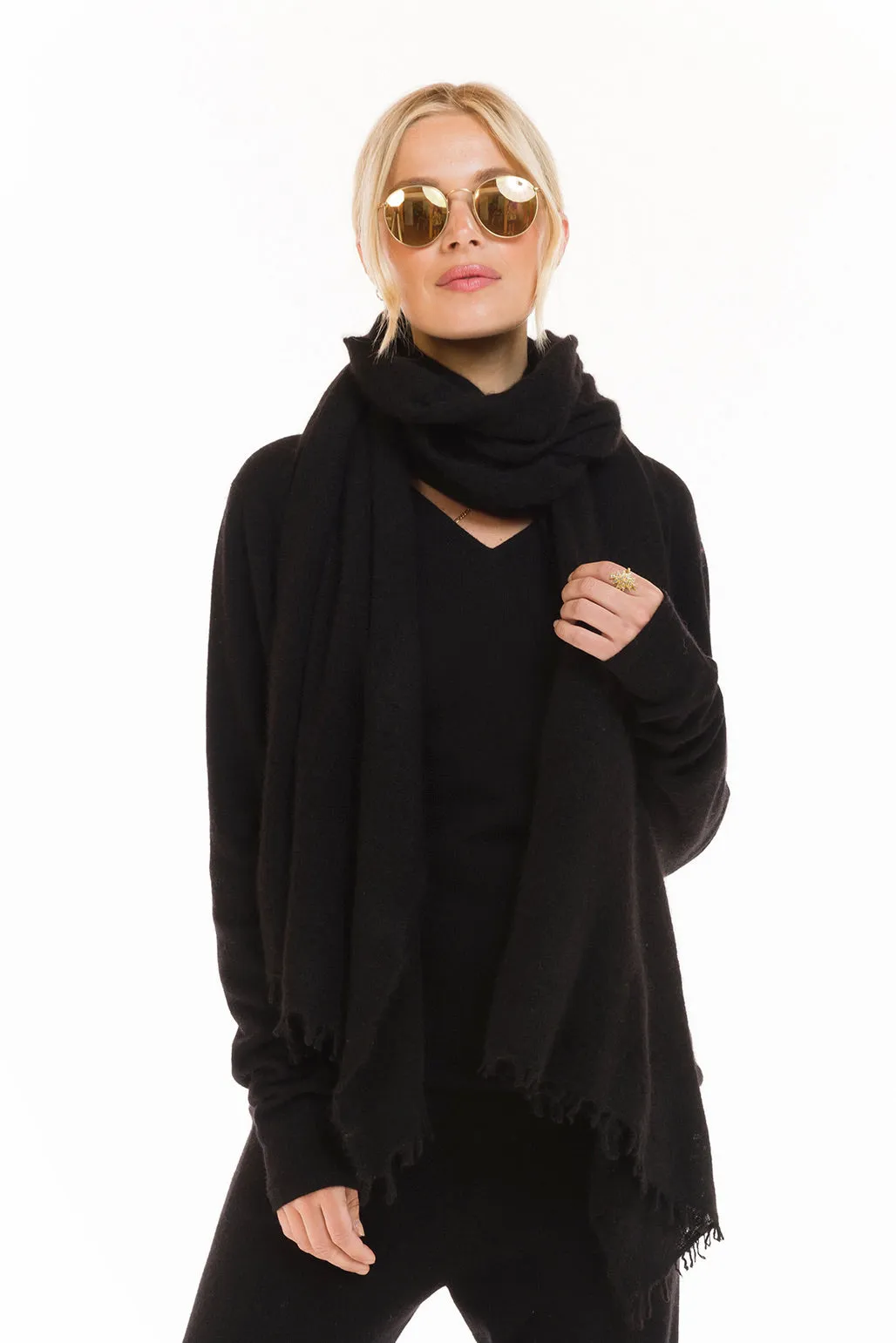 CASHMERE FELTED SCARF BLACK