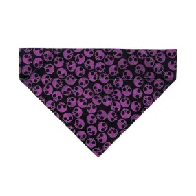 Cat Bandana - "Lydia" - Dark Purple Skull Bandana for Cat   Small Dog / Halloween, Witchy, Goth / Slide-On Over the Collar Bandana