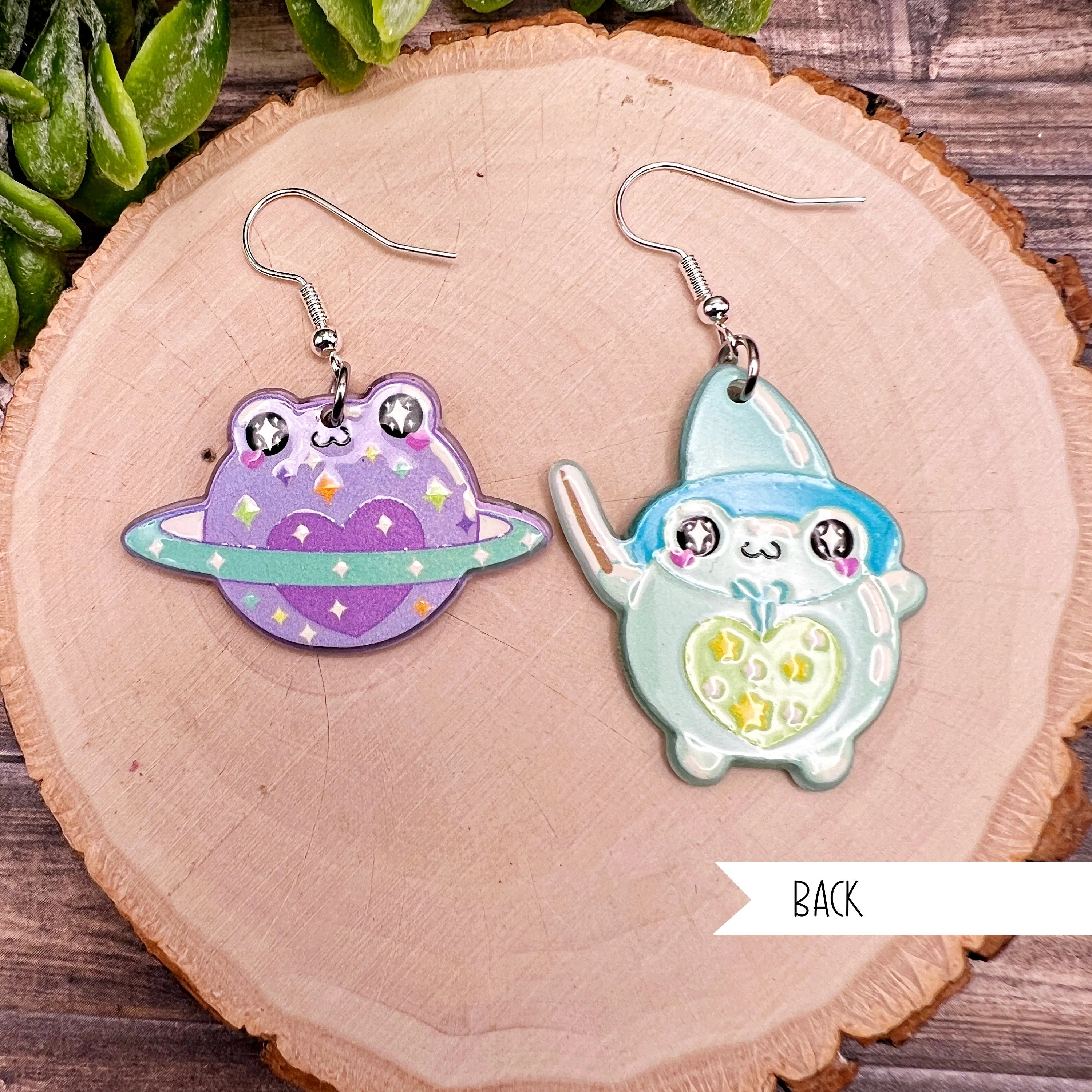 Celestial Magician Spellcaster Glitter Frog Earrings