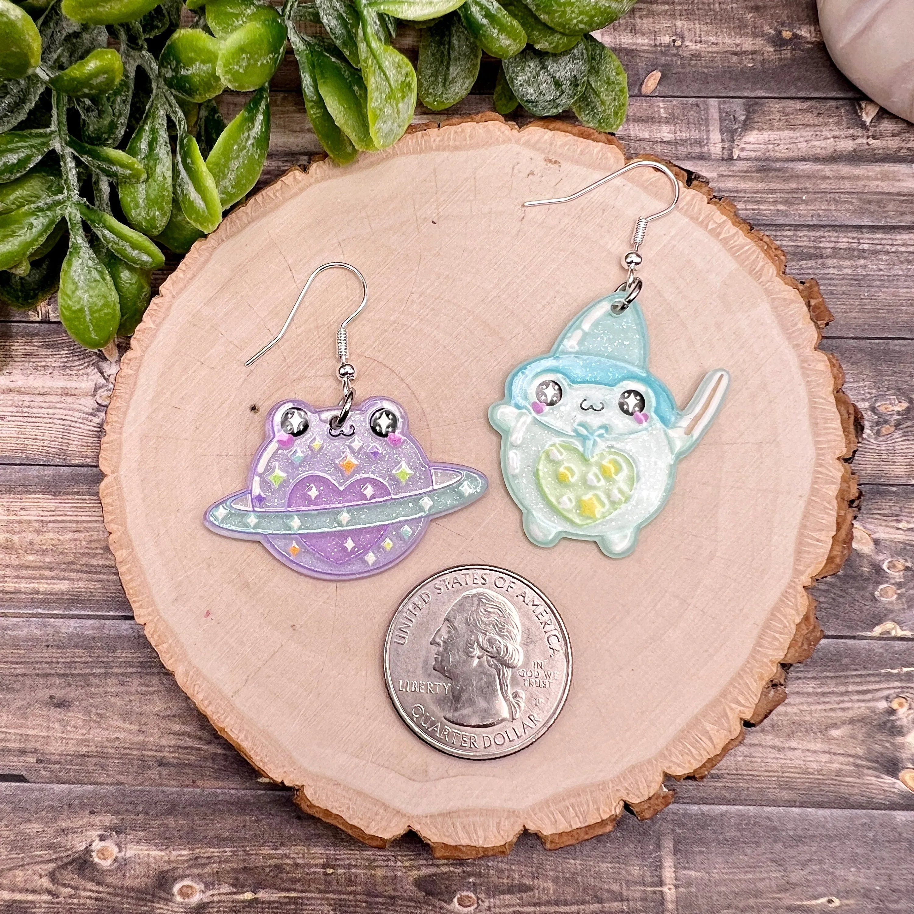 Celestial Magician Spellcaster Glitter Frog Earrings