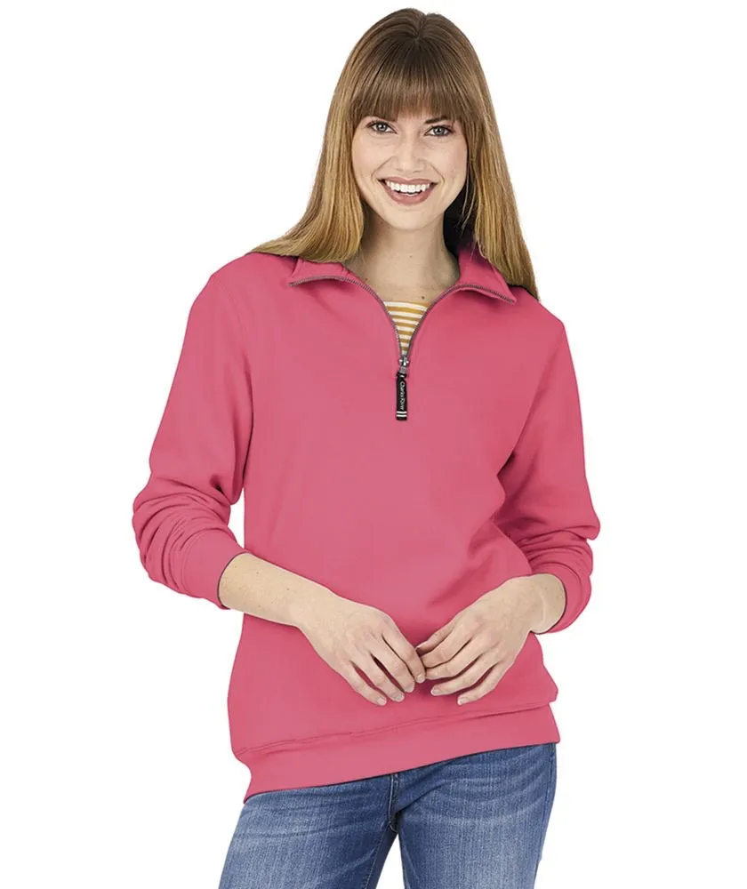 Charles River Crosswind Quarter Zip, Preppy Pink