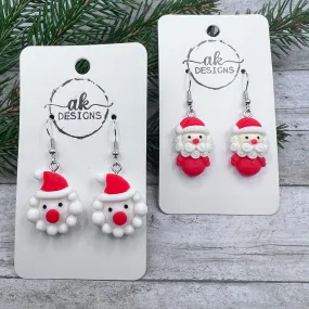 Christmas Santa Kawaii Hat Scarf Resin Hypoallergenic  Christmas Winter Earrings - Clearance