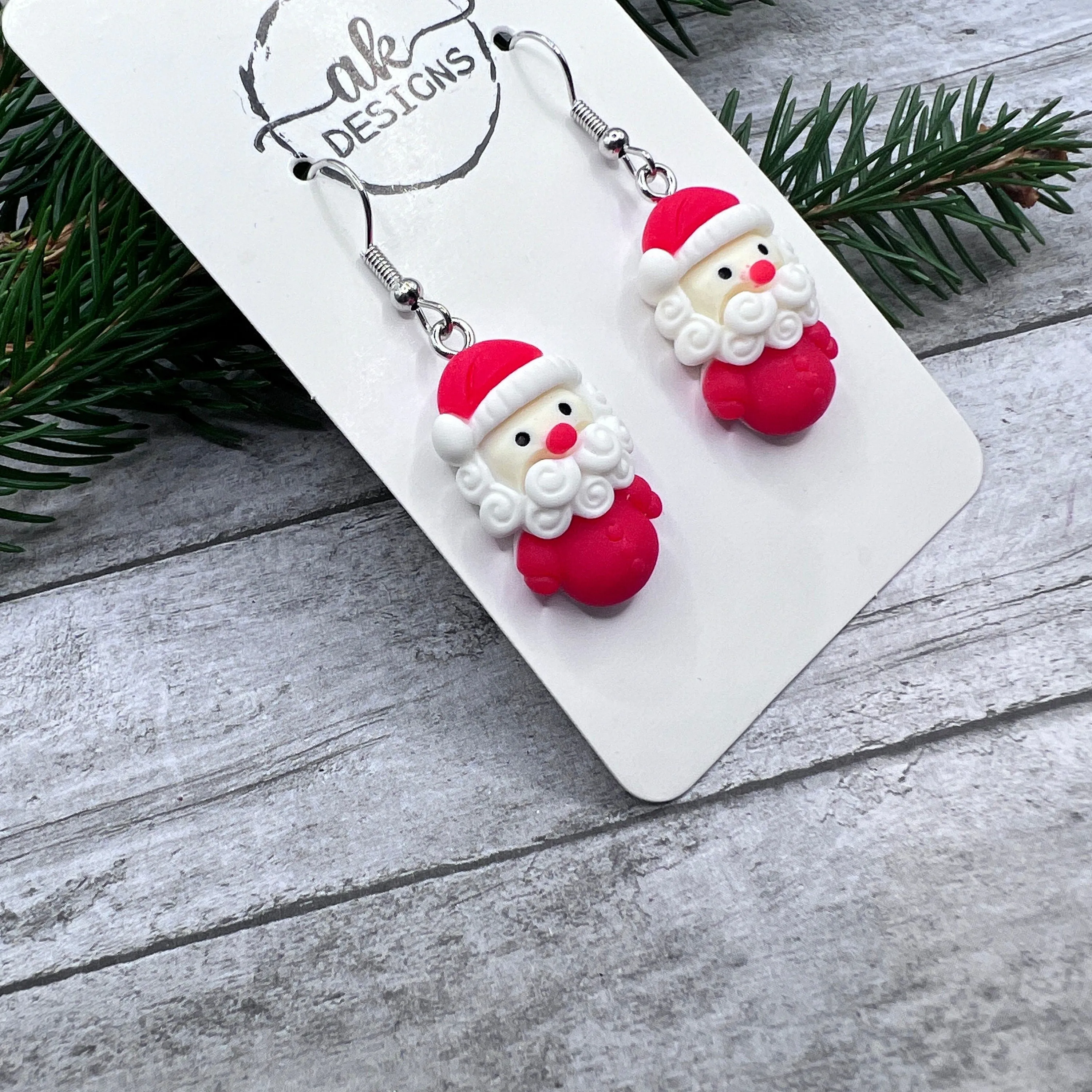 Christmas Santa Kawaii Hat Scarf Resin Hypoallergenic  Christmas Winter Earrings - Clearance