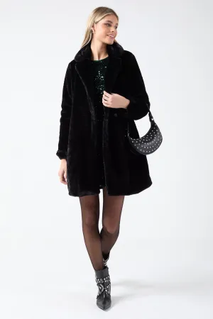 Cindy Long Faux Fur Jacket in Black