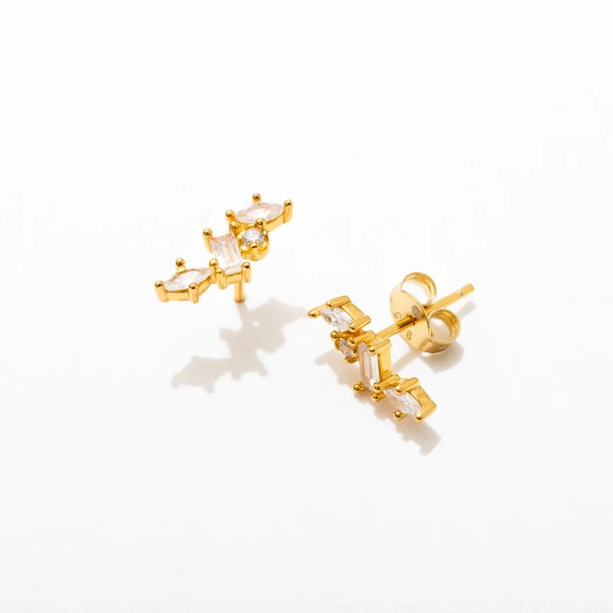 Cluster Zircon Diamon Stud Earrings