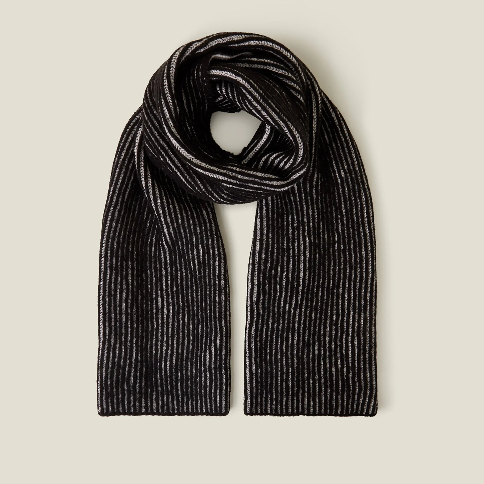 Contrast Rib Knit Scarf Black