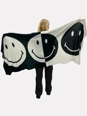 Contrast Smiley Scarf Black