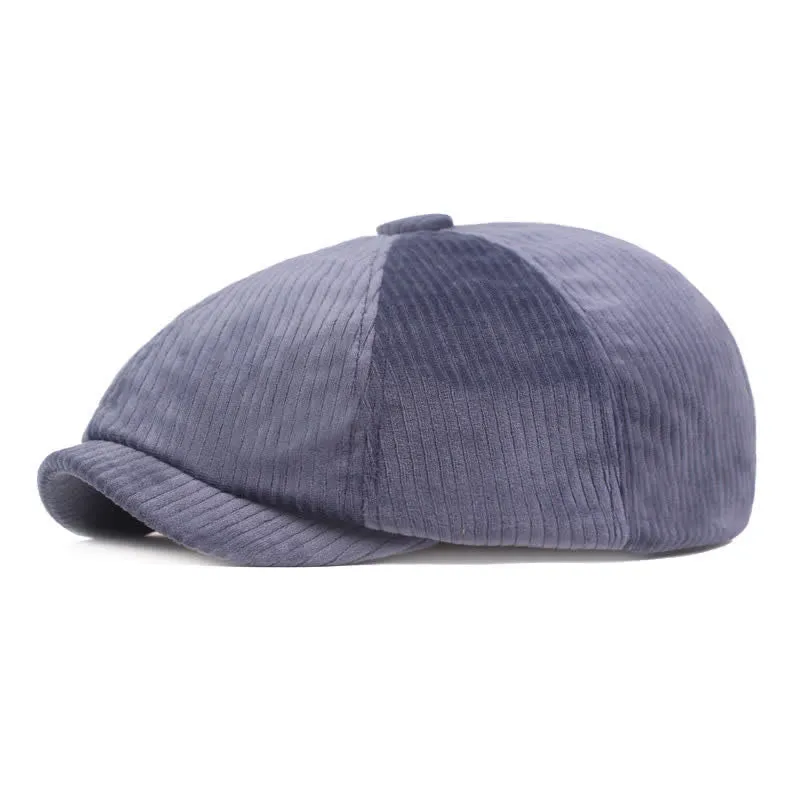 Corduroy Stripe Short Visor Beret Hat