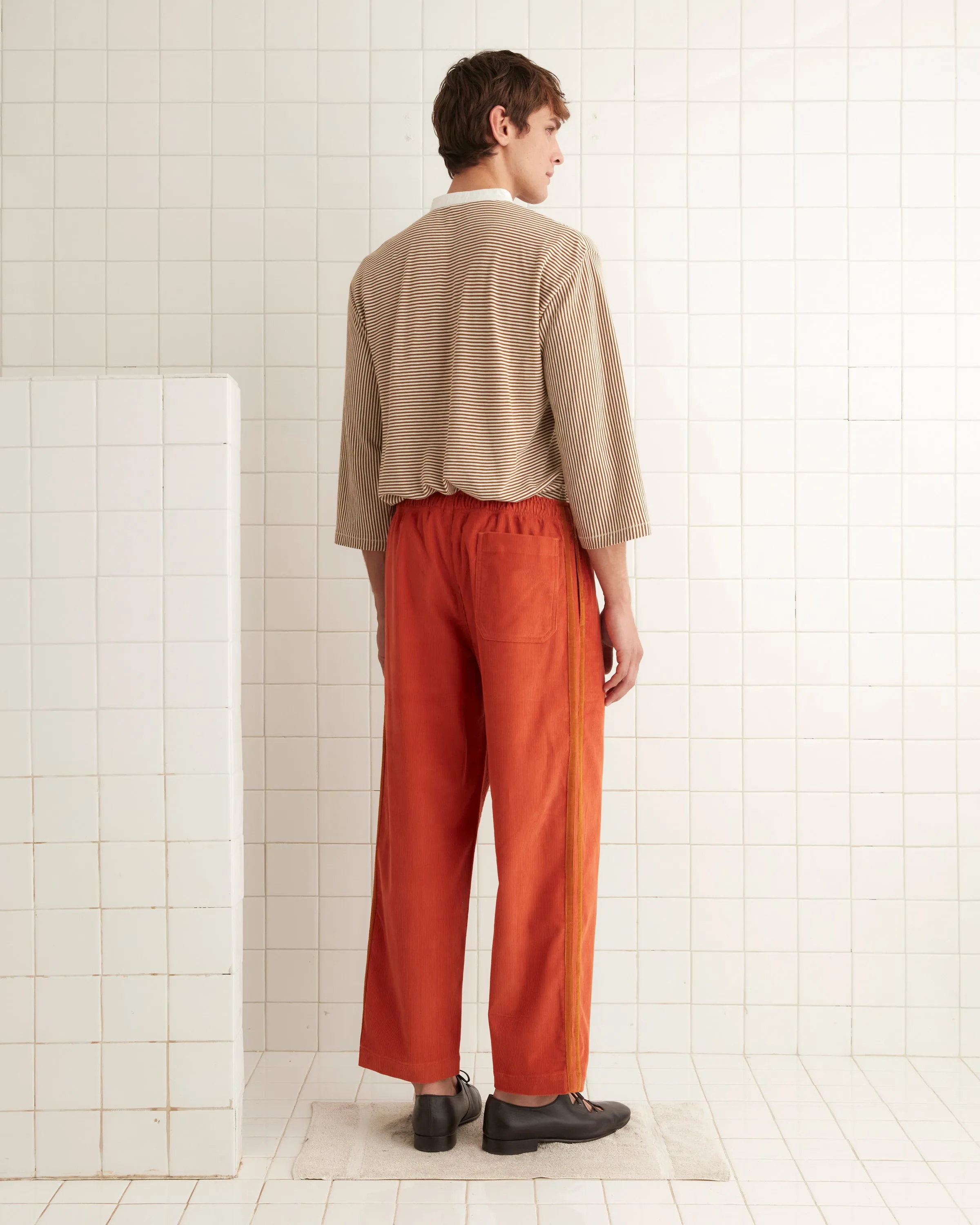 Corduroy Trim Track Pants