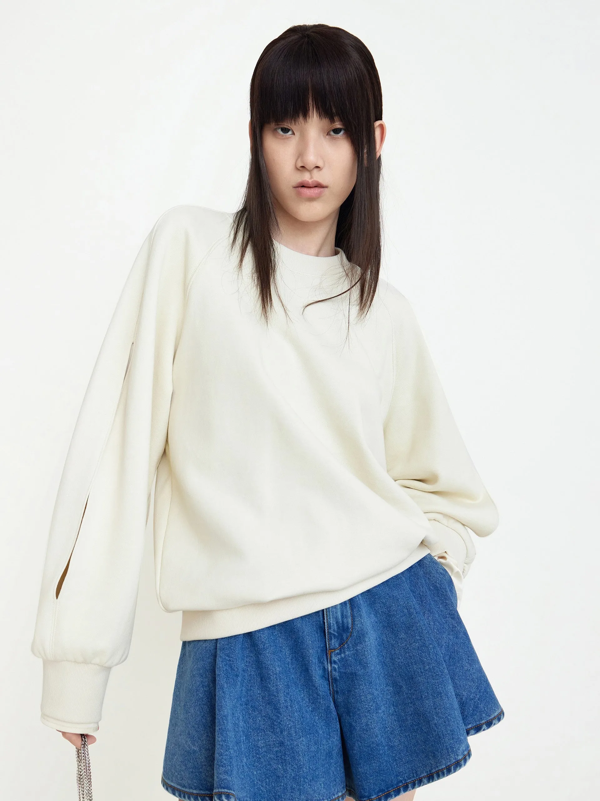 Cotton Cut-out Sweatshirt