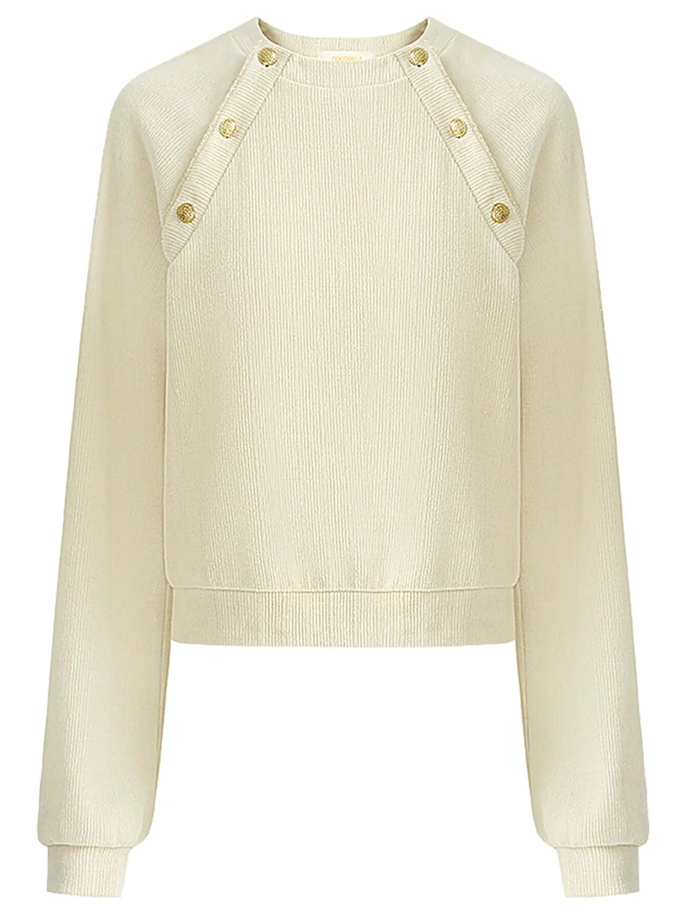 Cream Knit Swear with Gold Snap Buttons