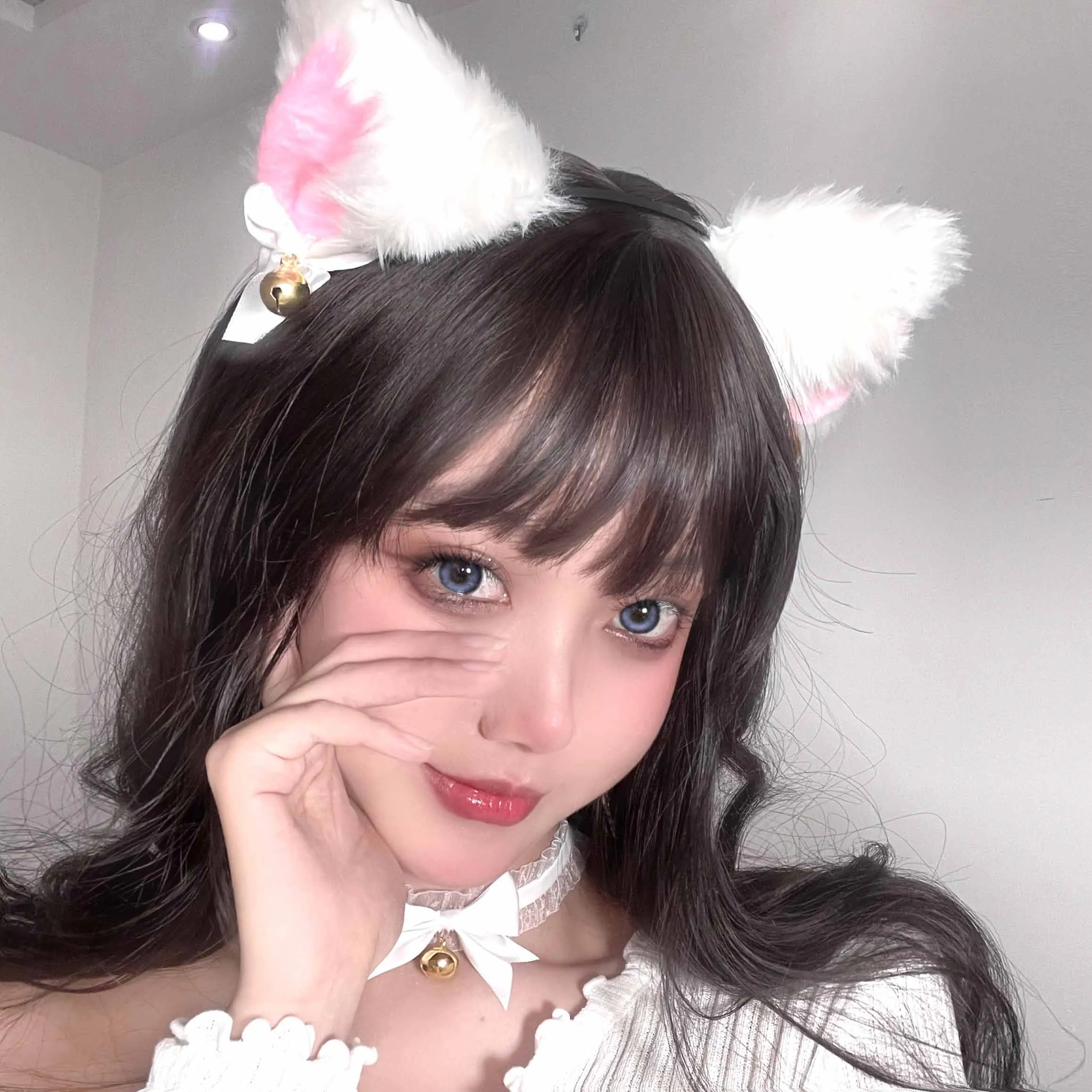 Cute Plush Cat Ear Hairband with Bell - Soft Furry Cosplay Accessories