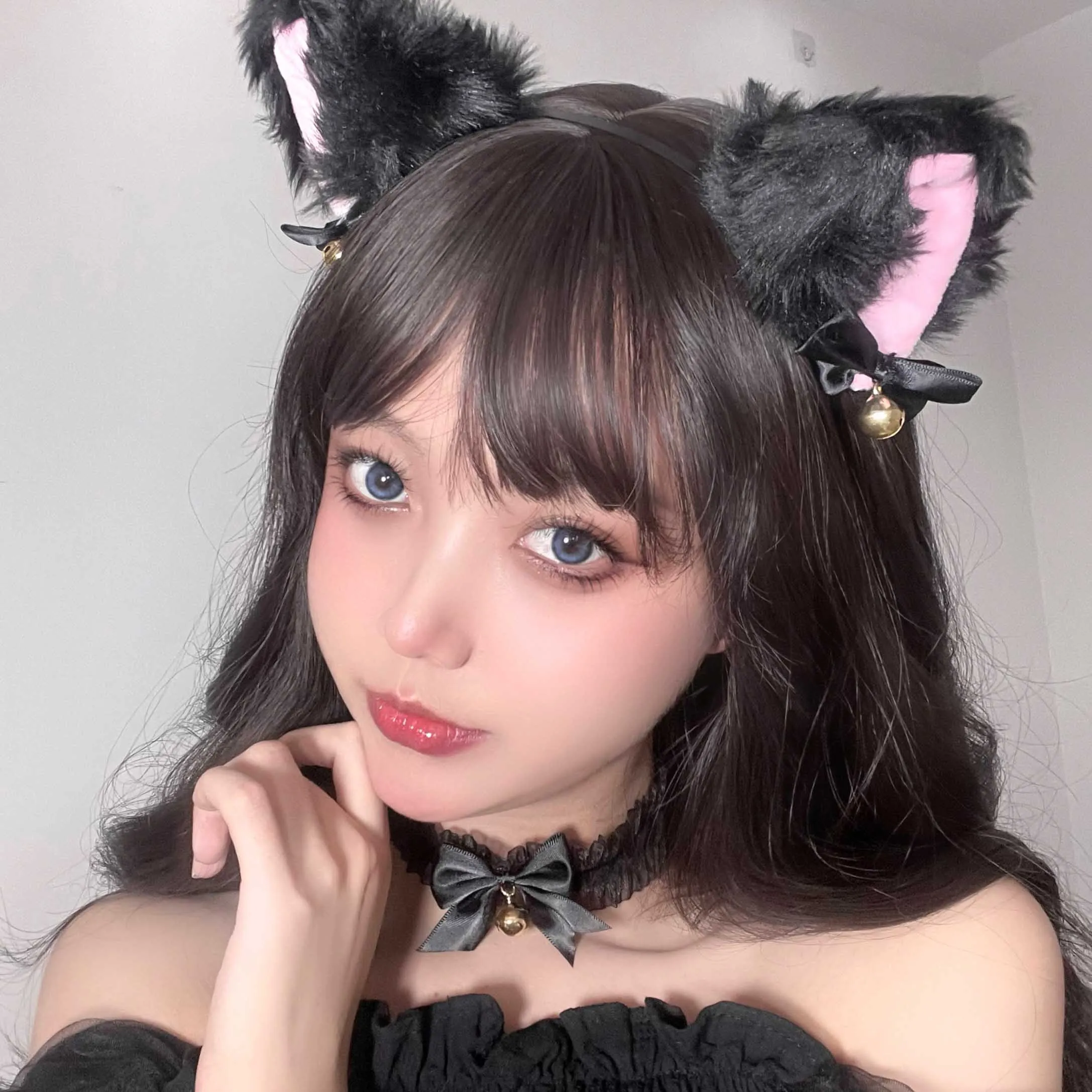 Cute Plush Cat Ear Hairband with Bell - Soft Furry Cosplay Accessories