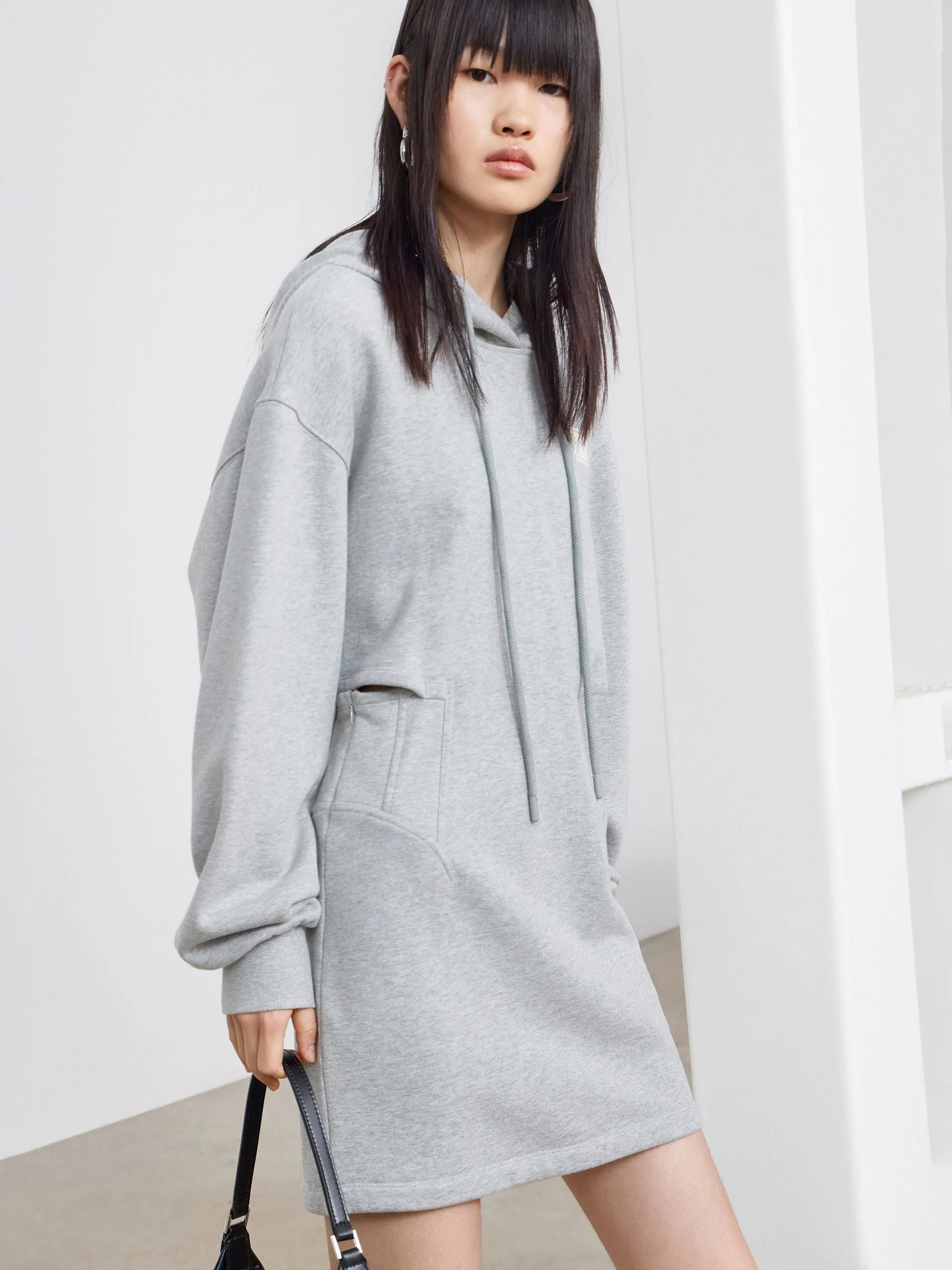 Cutout Hooded Sweatshirt Dress