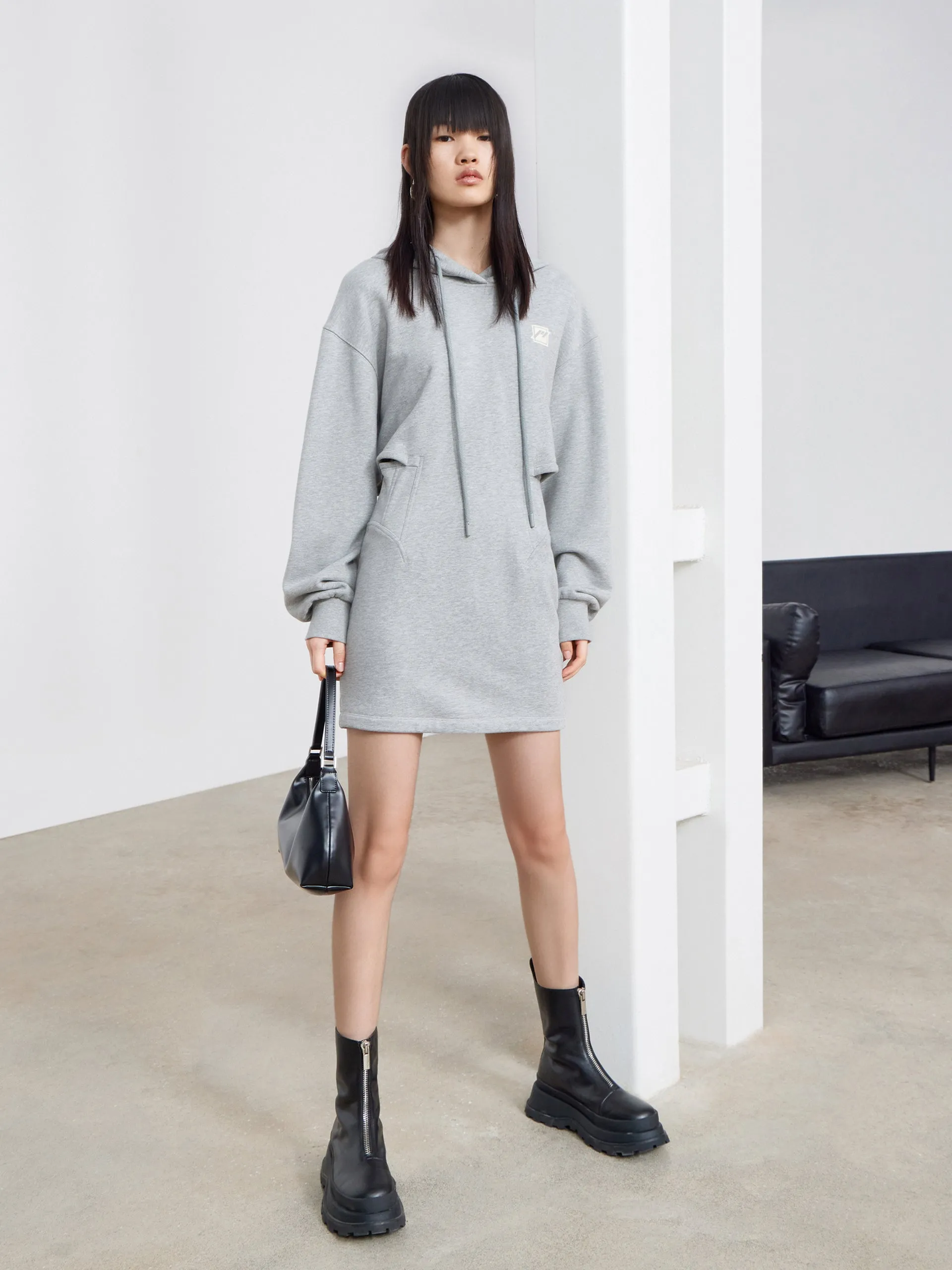 Cutout Hooded Sweatshirt Dress