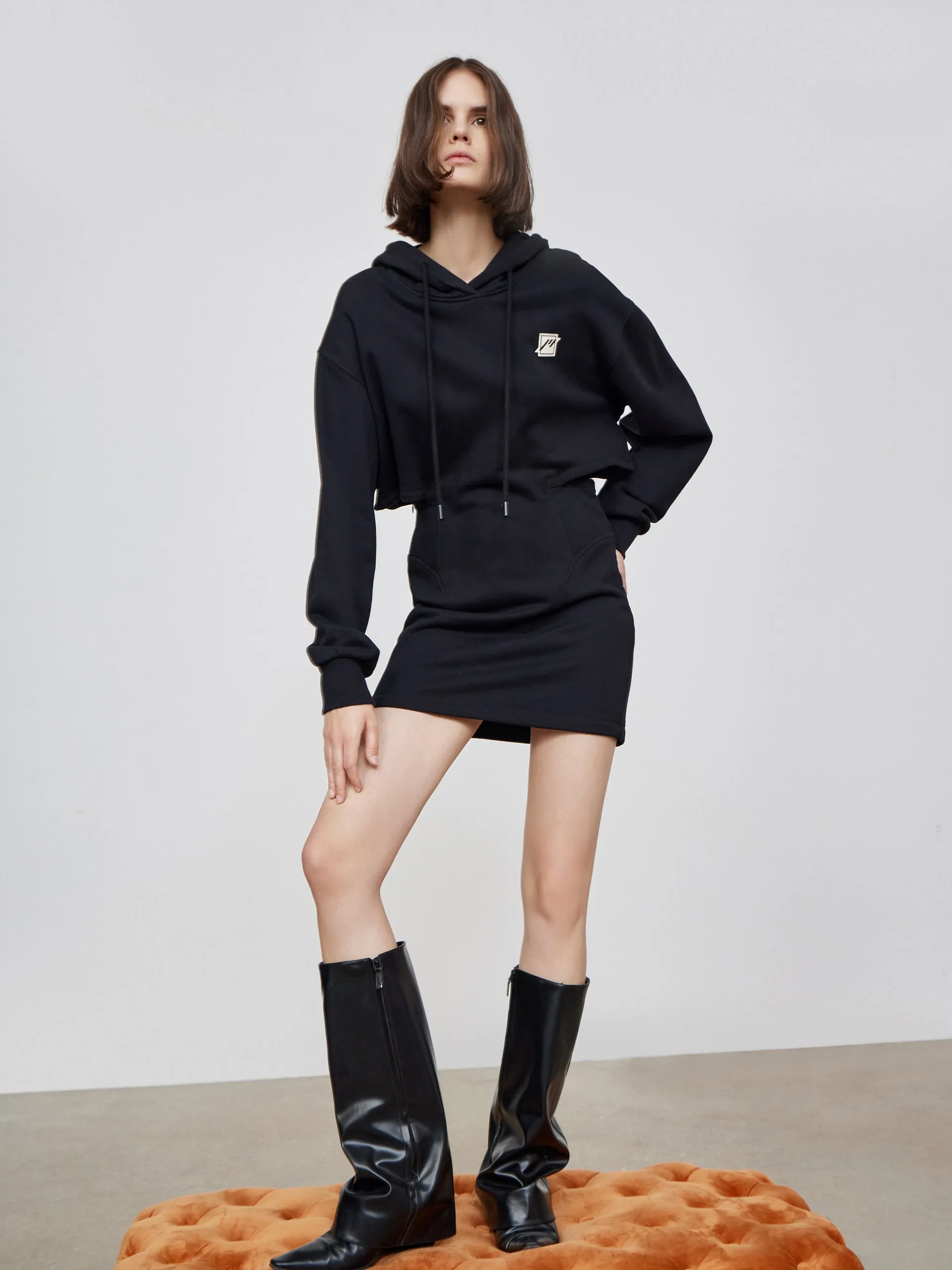 Cutout Hooded Sweatshirt Dress