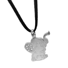 CZ Baby Elephant Stainless Steel Pendant Necklace