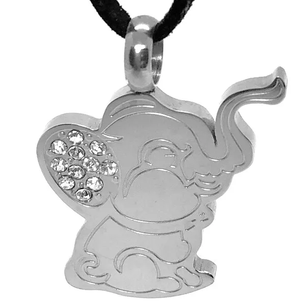 CZ Baby Elephant Stainless Steel Pendant Necklace