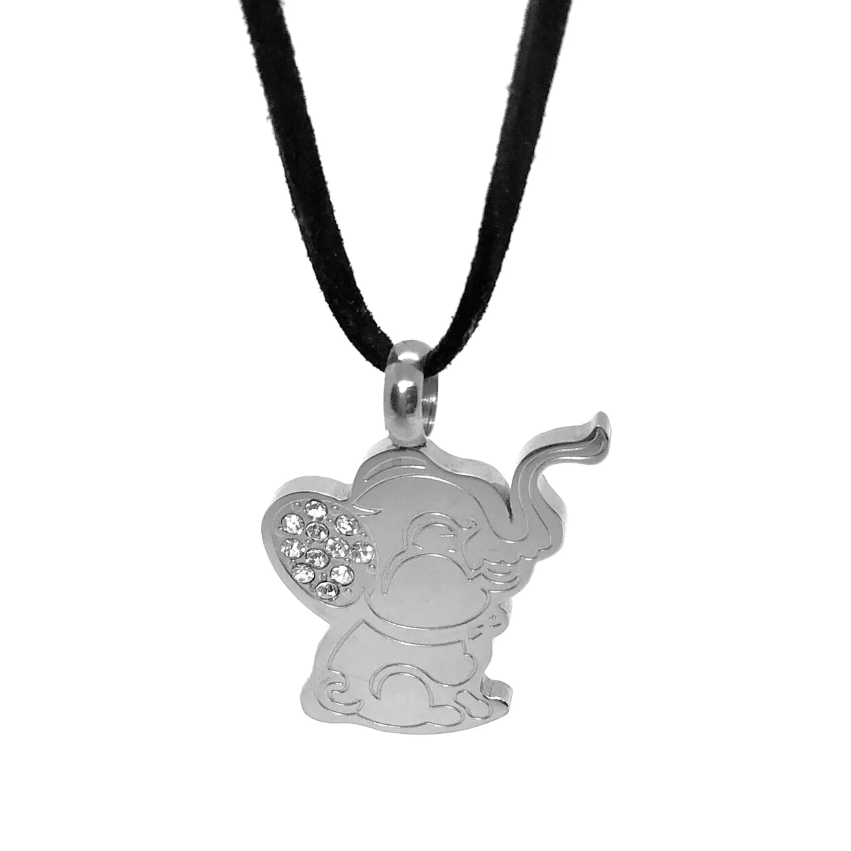 CZ Baby Elephant Stainless Steel Pendant Necklace