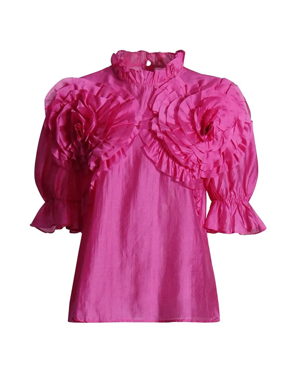 Dalynna Appliques Casual Ruffled Shirt