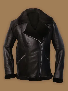 Dark Brown Aviator Shearling Jacket