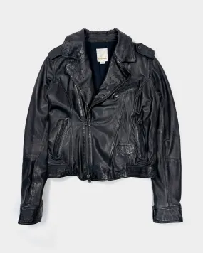 Diesel Perforated Biker Black Leather Jacket 2000's