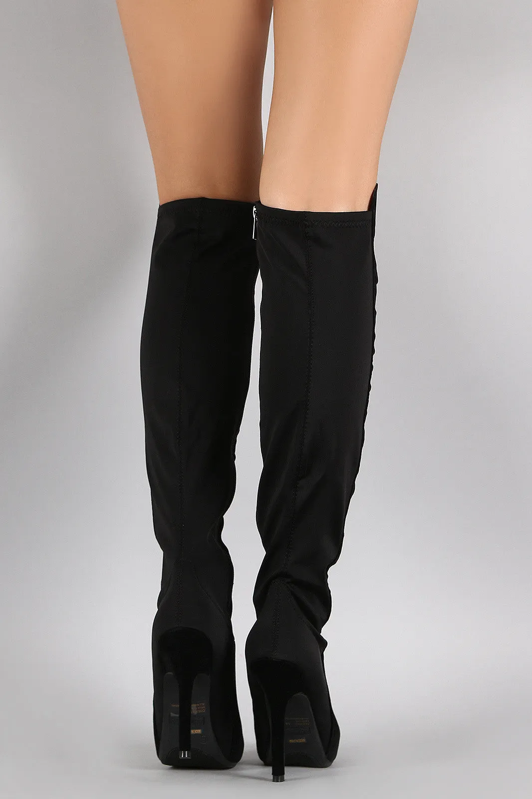 Dollhouse Suede Lycra Panel Stiletto Over-The-Knee Boots