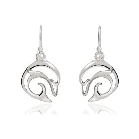 Dolphin Drop Earrings for Women Sterling Silver- Dolphin Dangle Earrings for Women, Dolphin Charm Earrings, Dolphin Dangle Earrings Sterling Silver