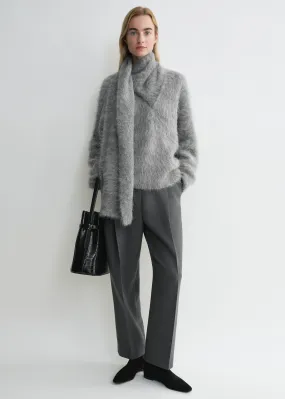 Draped-scarf knit grey melange