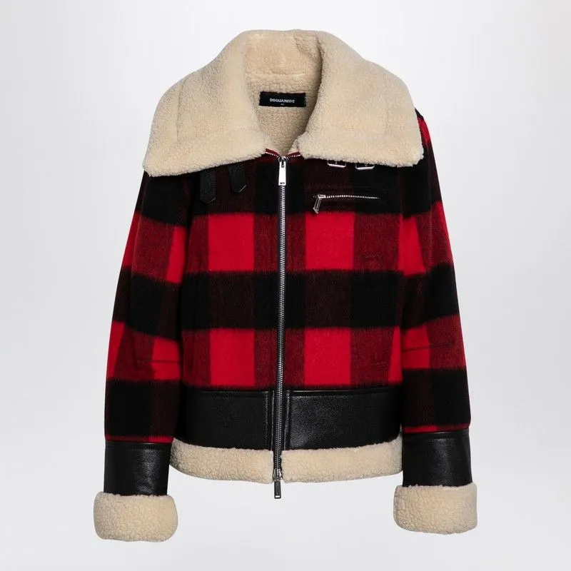 DSQUARED2 Urban Chic Red & Black Checkered Wool Jacket