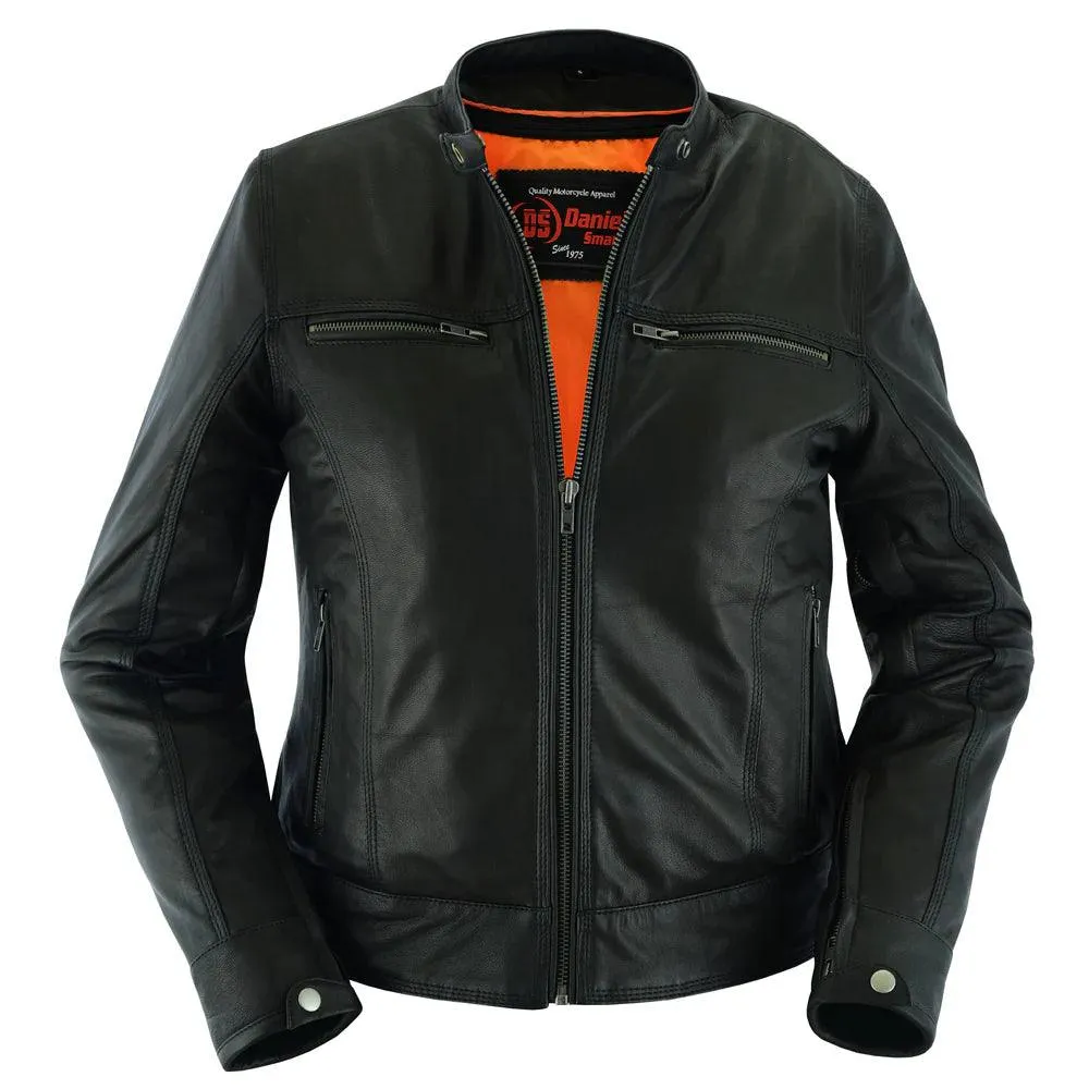 Dynamic Women’s Black Biker Jacket – Premium Goat Leather