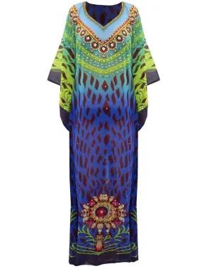 Elegant Blue Long Bohemian Cover Up Dress