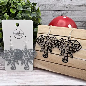 Elephant Zoo Animal Filigree Earrings