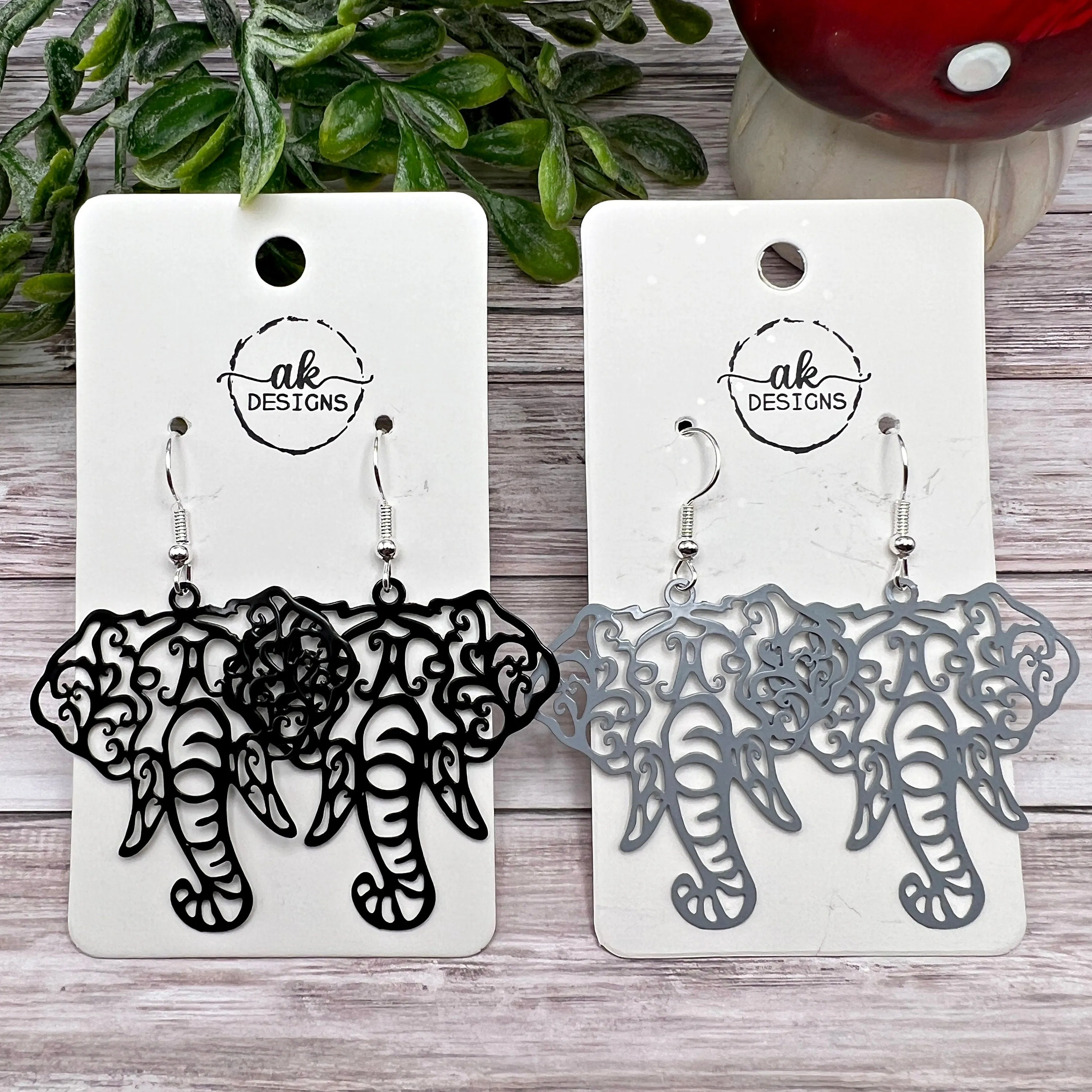 Elephant Zoo Animal Filigree Earrings