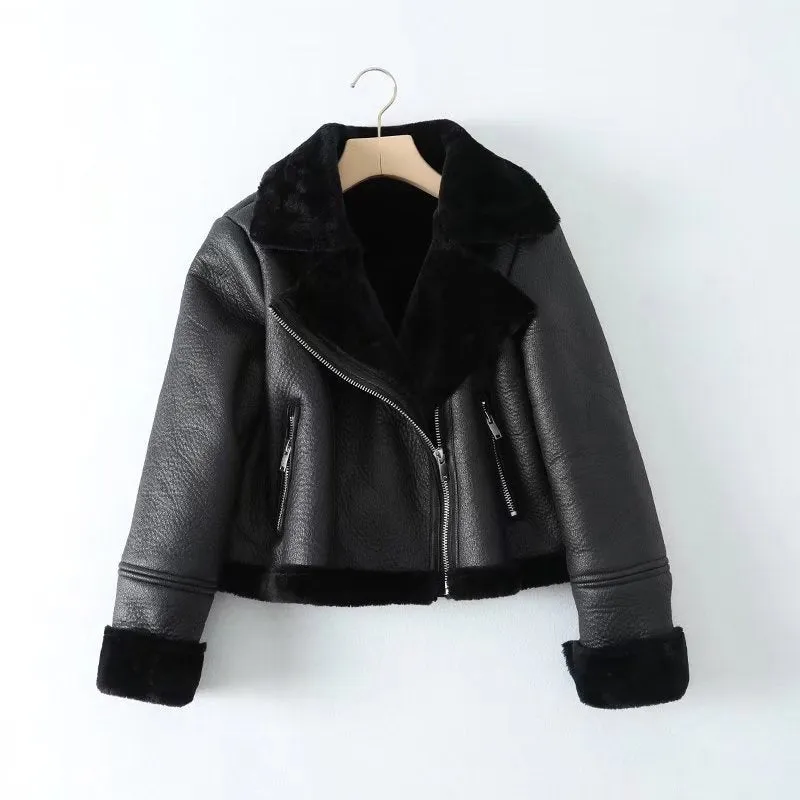 European And American Urban Leisure Lapel Fur Integrated Short Coat