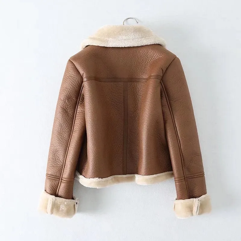 European And American Urban Leisure Lapel Fur Integrated Short Coat