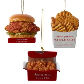 Fast Food, Chicken, Fries, Nugget Ornament, 3 Assorted