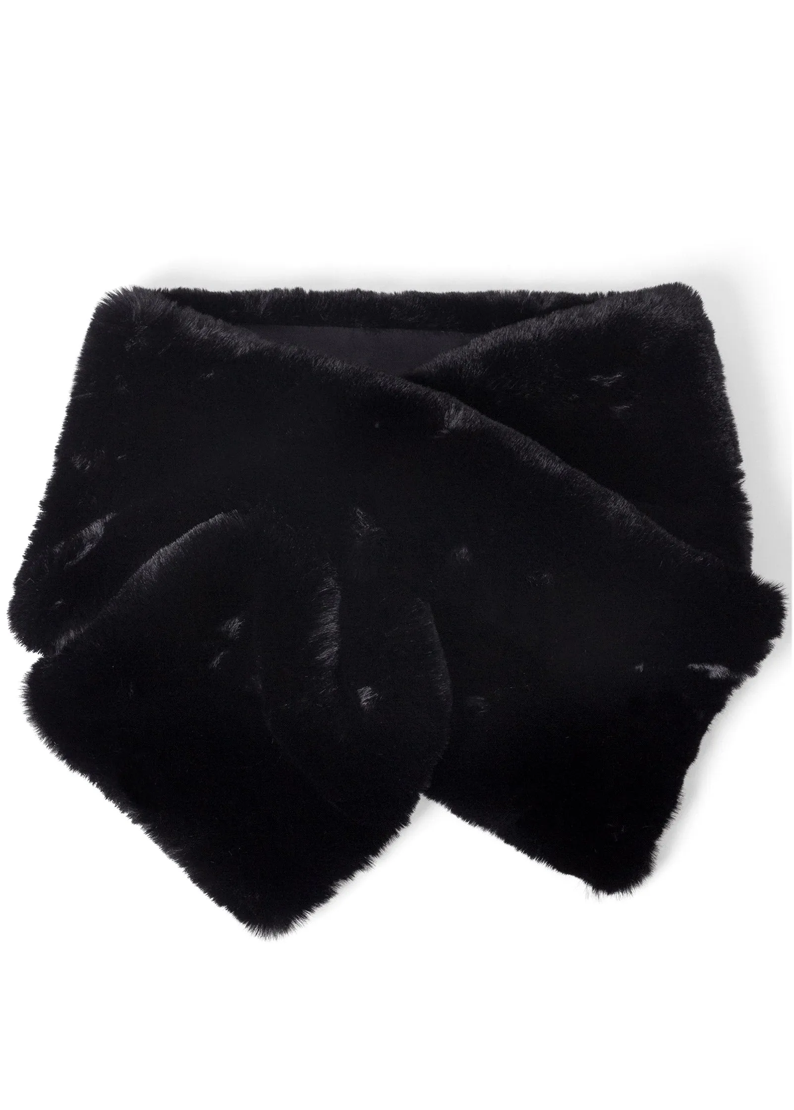 Faux-Fur Scarf & Beanie Set - Black