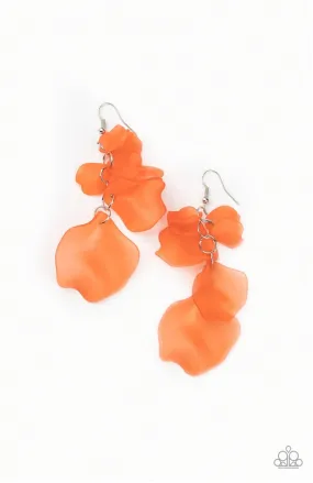 Fragile Florals Orange Earrings  - Paparazzi Accessories