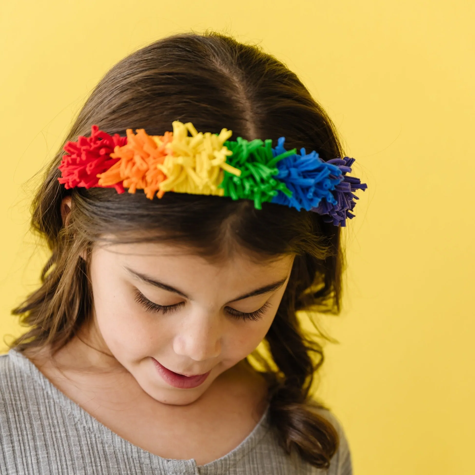 FRINGE HARD HEADBAND: primary rainbow