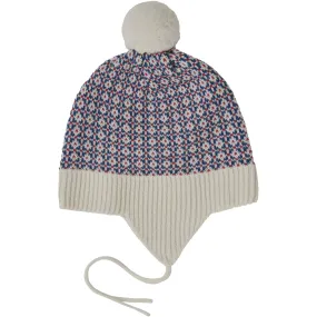 FUB Ecru/Pond Blue/Red Baby Nordic Hat