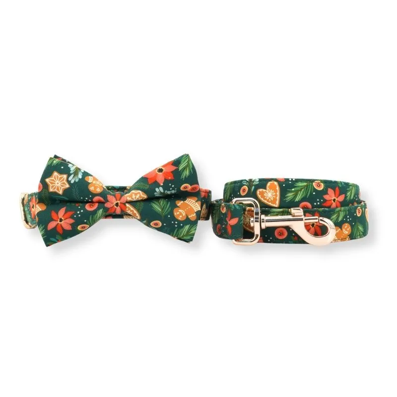 Gingerbread Man Bowtie Unbreakable Collar™ & Leash