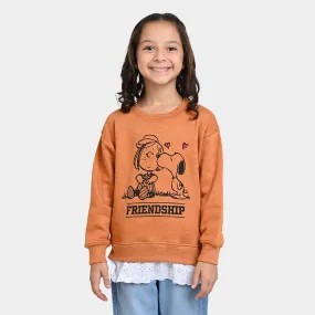 Girls Fleece Sweatshirt Friendship - P-Caramel