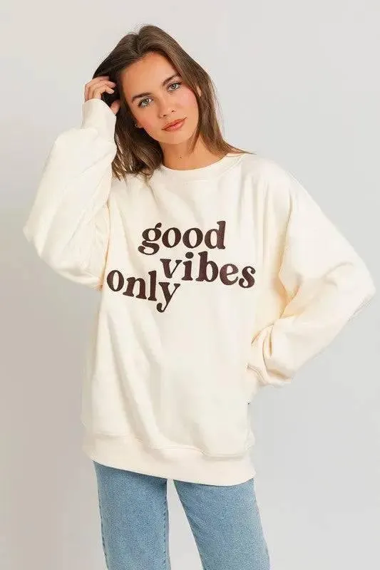 Good Vibes Embroidered Oversized Sweatshirt